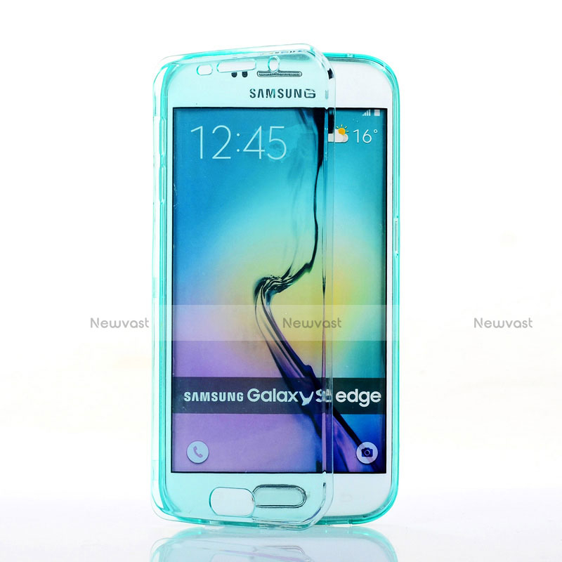 Soft Transparent Flip Cover for Samsung Galaxy S6 Edge SM-G925 Blue