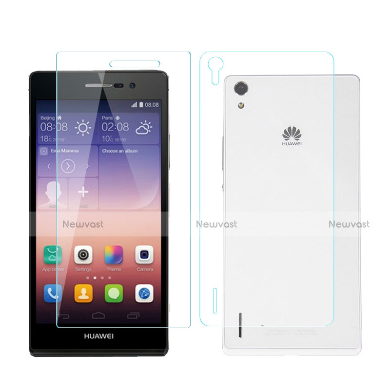 Tempered Glass Screen Protector Front and Back Film for Huawei Ascend P7 Clear