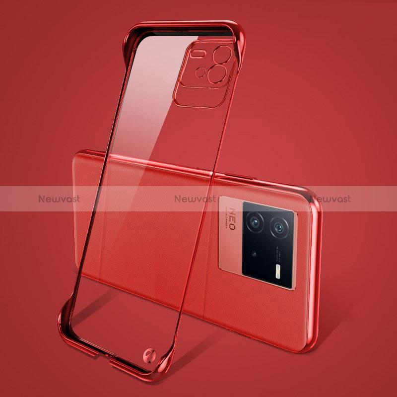 Transparent Crystal Frameless Hard Case Back Cover for Vivo iQOO Neo6 SE 5G Red