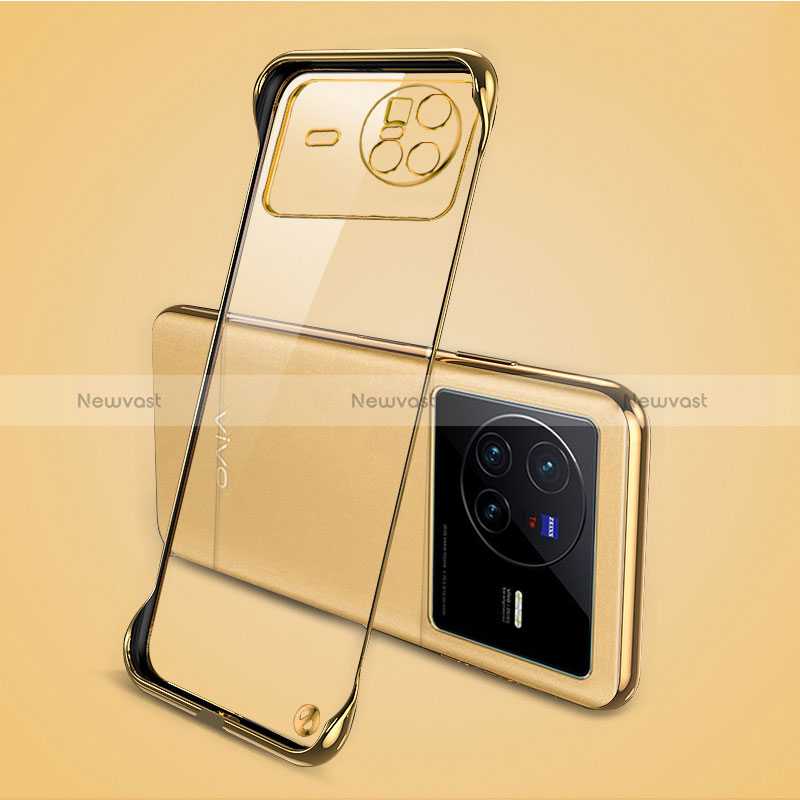 Transparent Crystal Frameless Hard Case Back Cover H01 for Vivo X80 5G Gold