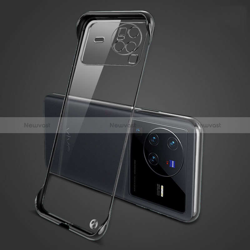Transparent Crystal Frameless Hard Case Back Cover H01 for Vivo X80 Pro 5G Black