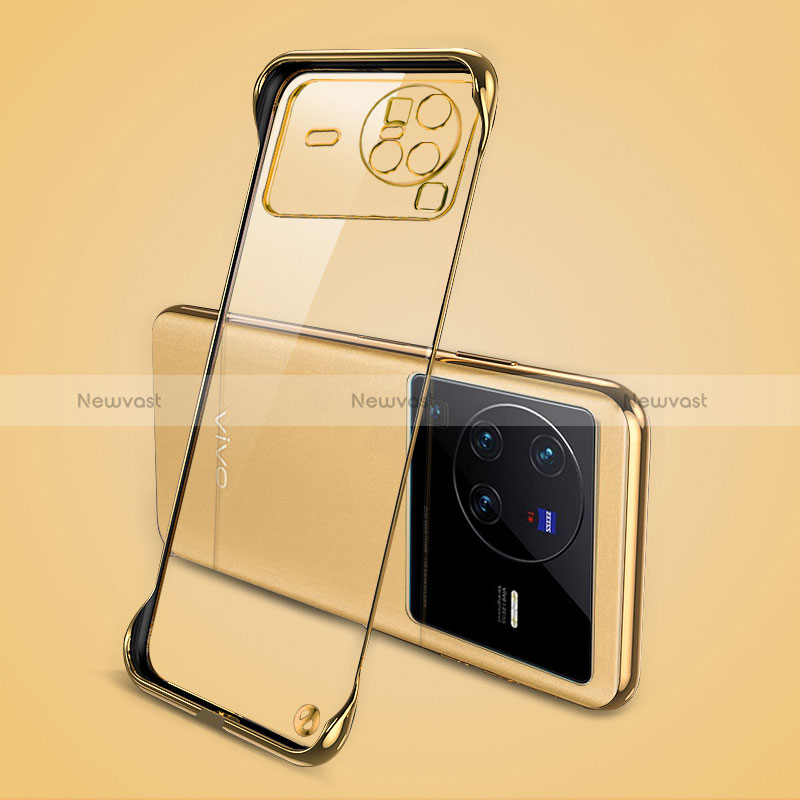 Transparent Crystal Frameless Hard Case Back Cover H01 for Vivo X80 Pro 5G Gold
