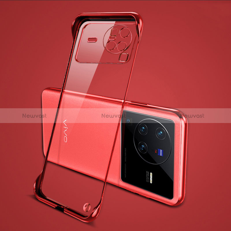 Transparent Crystal Frameless Hard Case Back Cover H01 for Vivo X80 Pro 5G Red