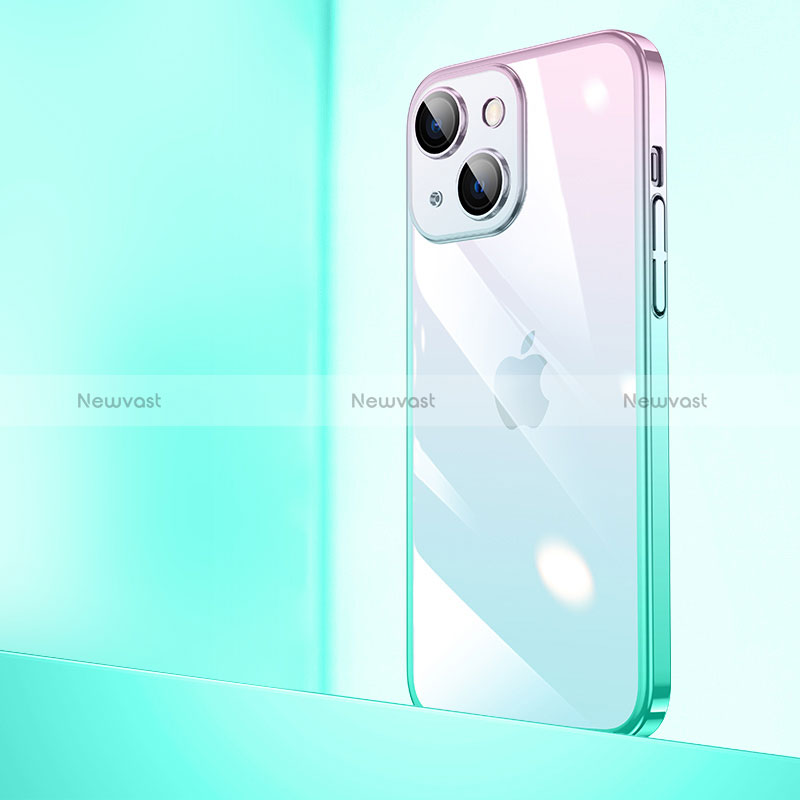 Transparent Crystal Gradient Hard Case Back Cover QC1 for Apple iPhone 13 Mini Green