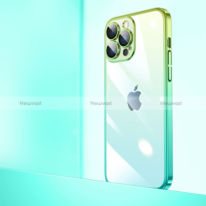 Transparent Crystal Gradient Hard Case Back Cover QC1 for Apple iPhone 13 Pro Green