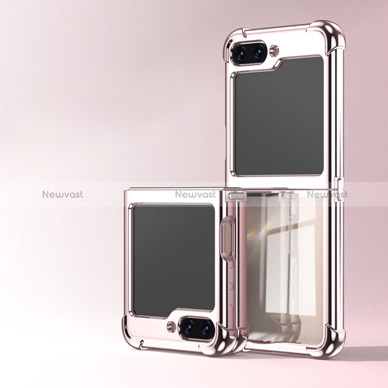 Transparent Crystal Hard Case Back Cover AN1 for Samsung Galaxy Z Flip5 5G Rose Gold