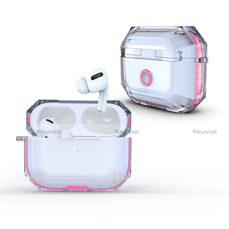 Transparent Crystal Hard Case Back Cover H01 for Apple AirPods Pro Hot Pink