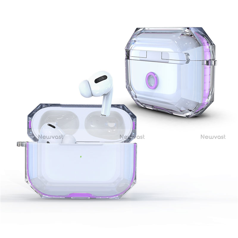 Transparent Crystal Hard Case Back Cover H01 for Apple AirPods Pro Purple