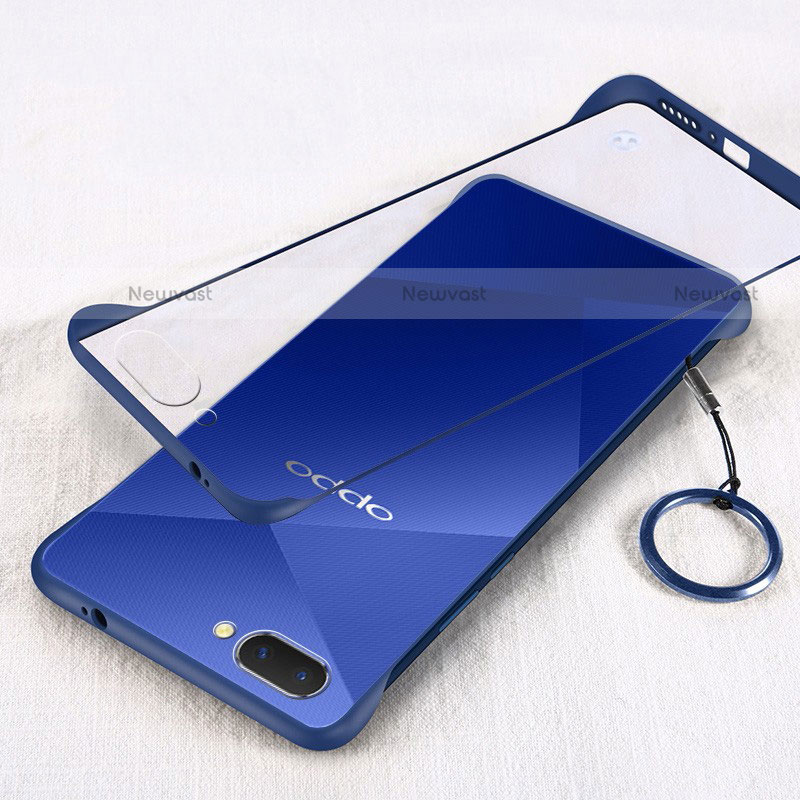 Transparent Crystal Hard Case Back Cover H01 for Oppo A12e Blue