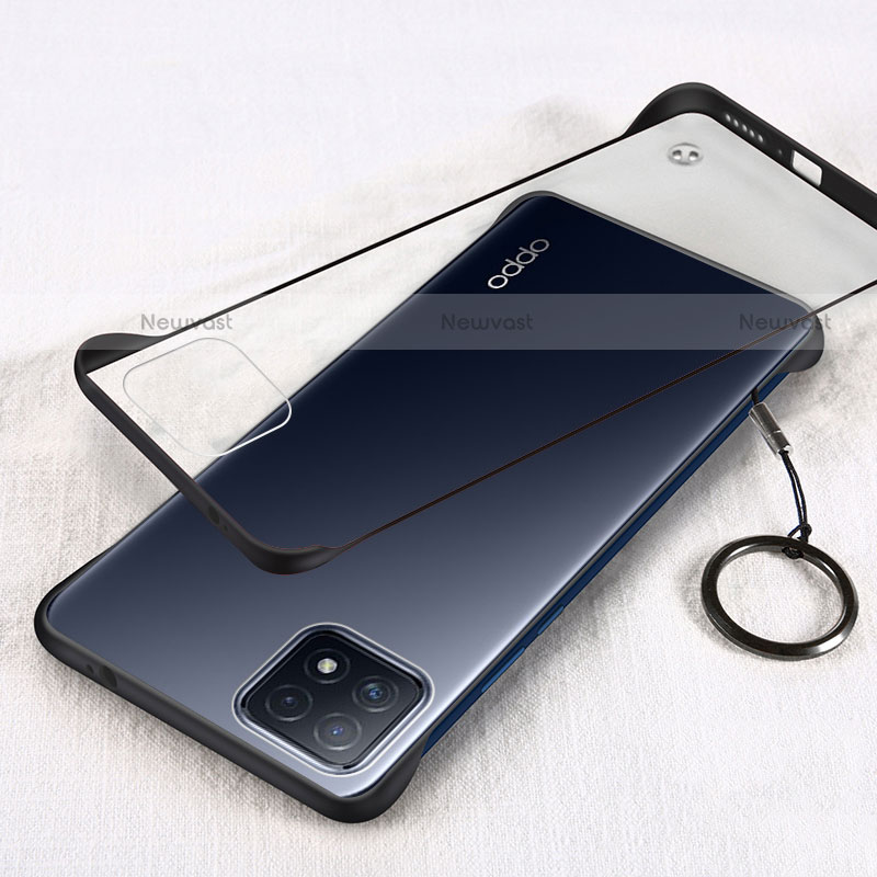 Transparent Crystal Hard Case Back Cover H01 for Oppo A72 5G Black
