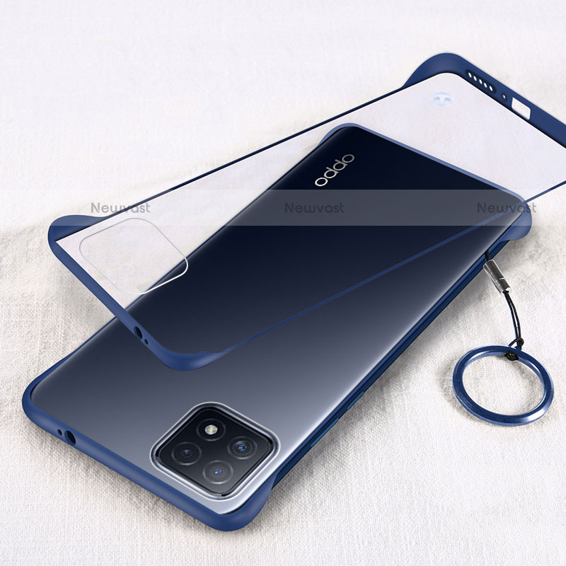 Transparent Crystal Hard Case Back Cover H01 for Oppo A73 5G Blue