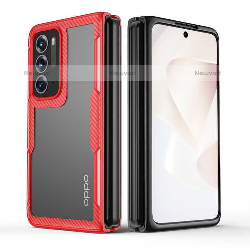 Transparent Crystal Hard Case Back Cover H01 for Oppo Find N 5G Red