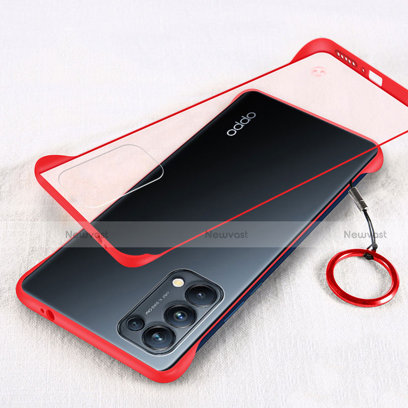 Transparent Crystal Hard Case Back Cover H01 for Oppo Find X3 Lite 5G Red