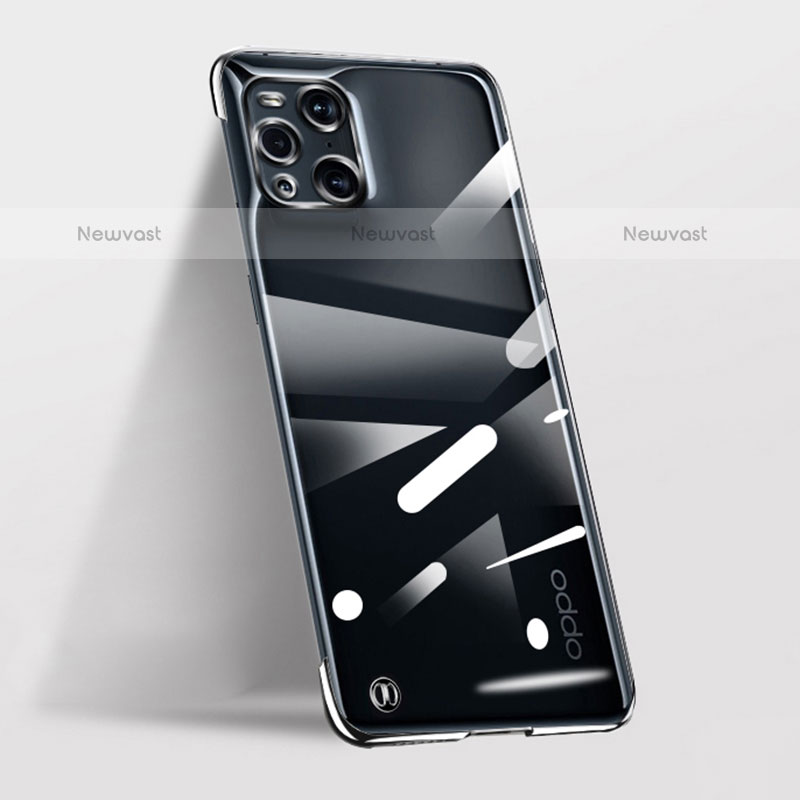Transparent Crystal Hard Case Back Cover H01 for Oppo Find X3 Pro 5G Black