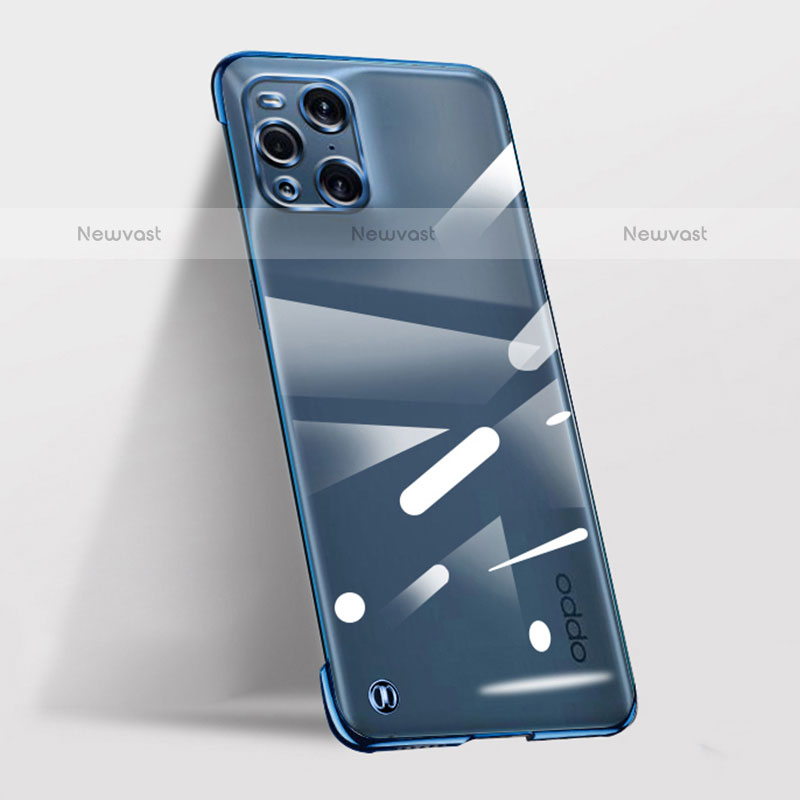 Transparent Crystal Hard Case Back Cover H01 for Oppo Find X3 Pro 5G Blue
