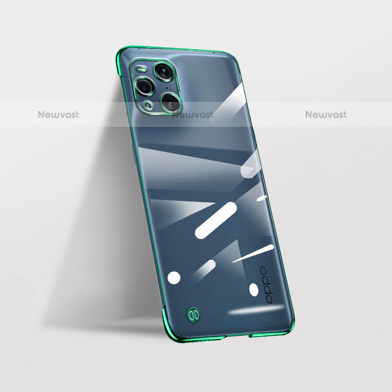 Transparent Crystal Hard Case Back Cover H01 for Oppo Find X3 Pro 5G Green