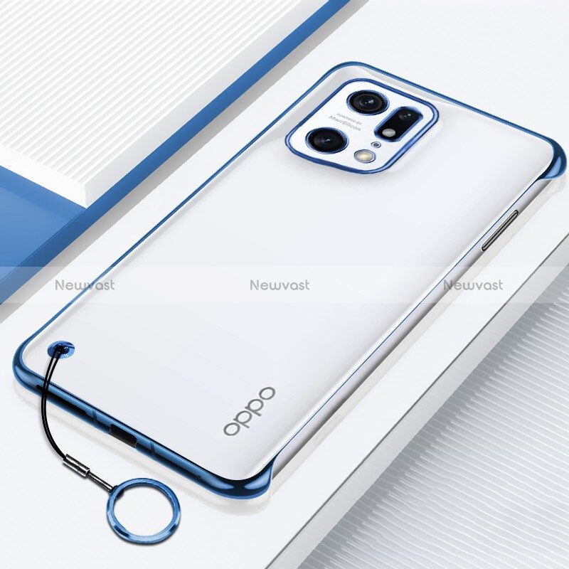 Transparent Crystal Hard Case Back Cover H01 for Oppo Find X5 5G Blue