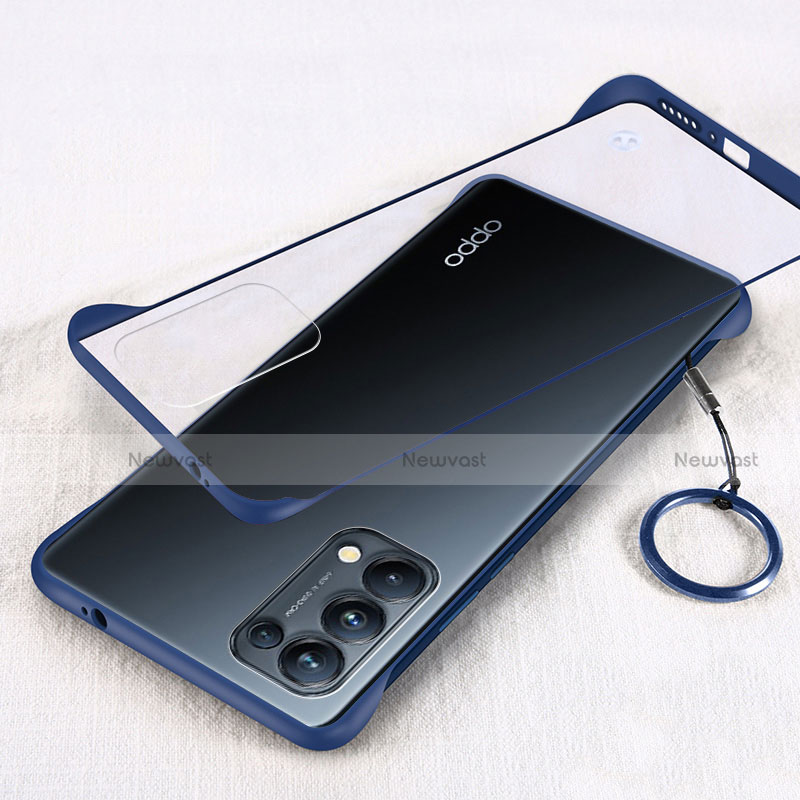 Transparent Crystal Hard Case Back Cover H01 for Oppo Reno5 Pro 5G Blue