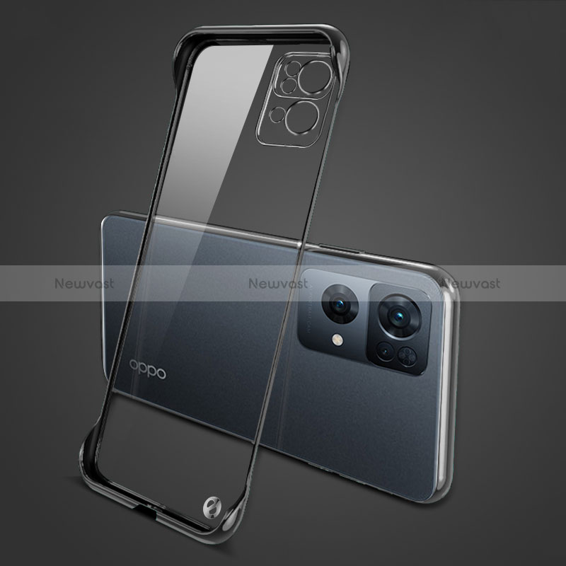 Transparent Crystal Hard Case Back Cover H01 for Oppo Reno7 Pro 5G Black