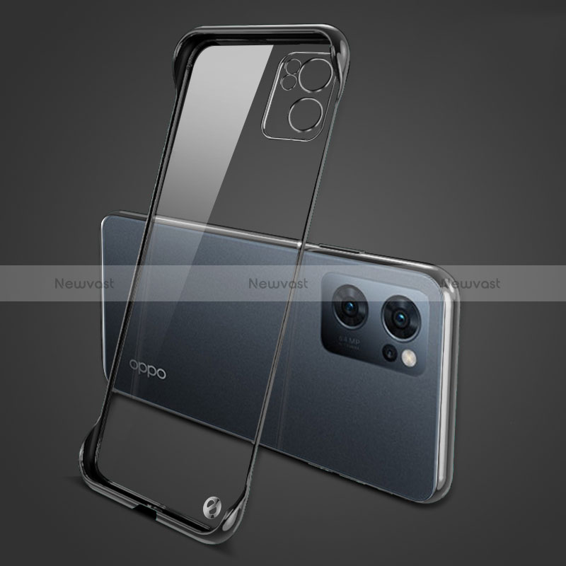 Transparent Crystal Hard Case Back Cover H01 for Oppo Reno7 SE 5G Black