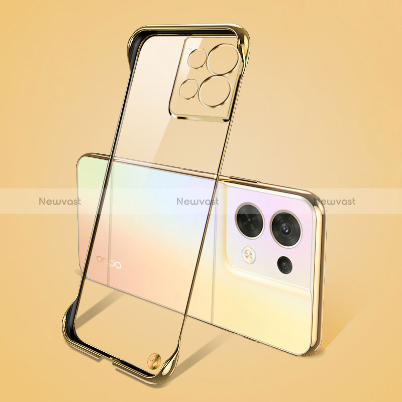 Transparent Crystal Hard Case Back Cover H01 for Oppo Reno8 Pro+ Plus 5G Gold