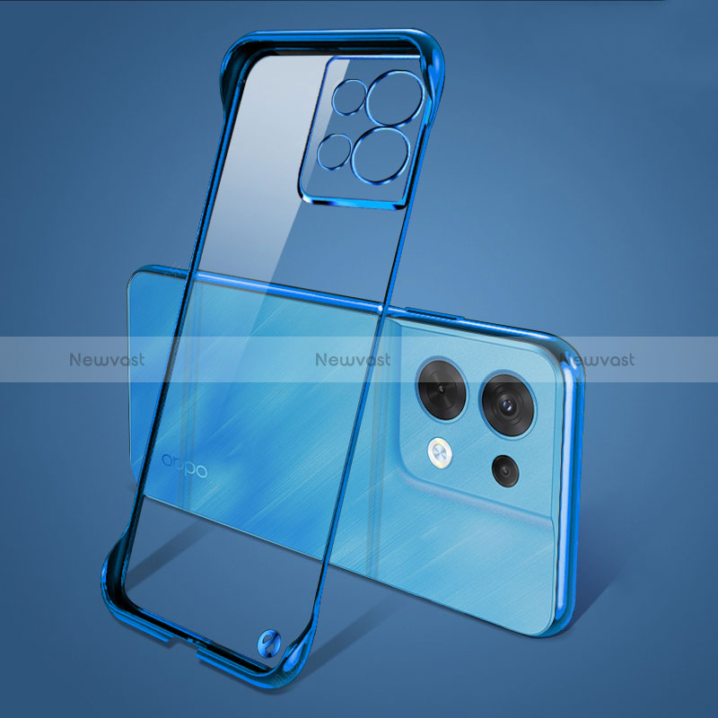 Transparent Crystal Hard Case Back Cover H01 for Oppo Reno9 5G Blue
