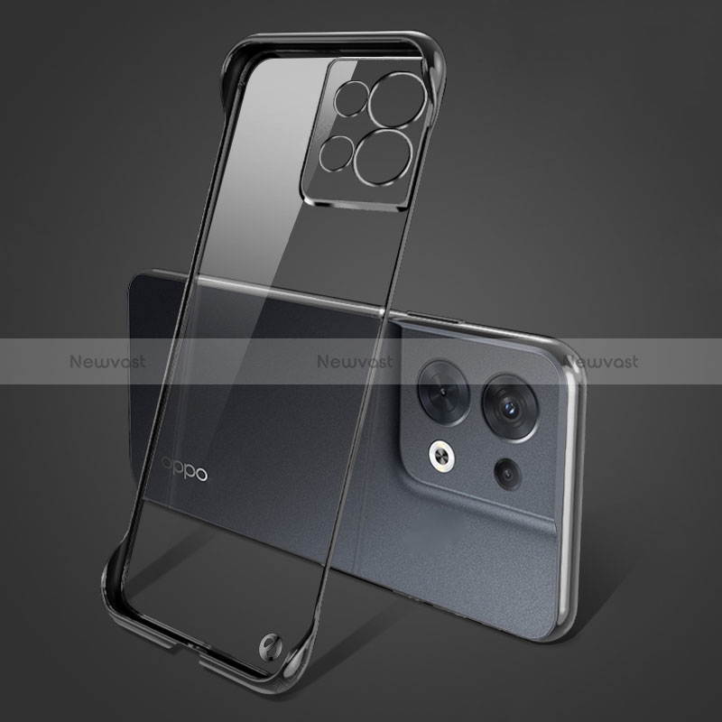 Transparent Crystal Hard Case Back Cover H01 for Oppo Reno9 Pro 5G Black