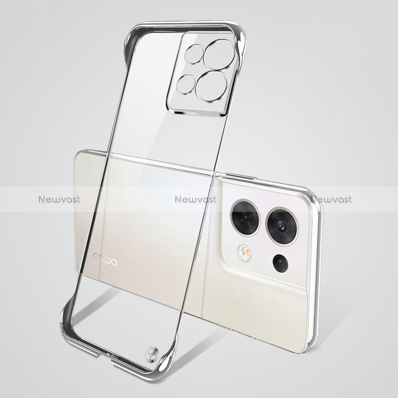 Transparent Crystal Hard Case Back Cover H01 for Oppo Reno9 Pro+ Plus 5G Silver