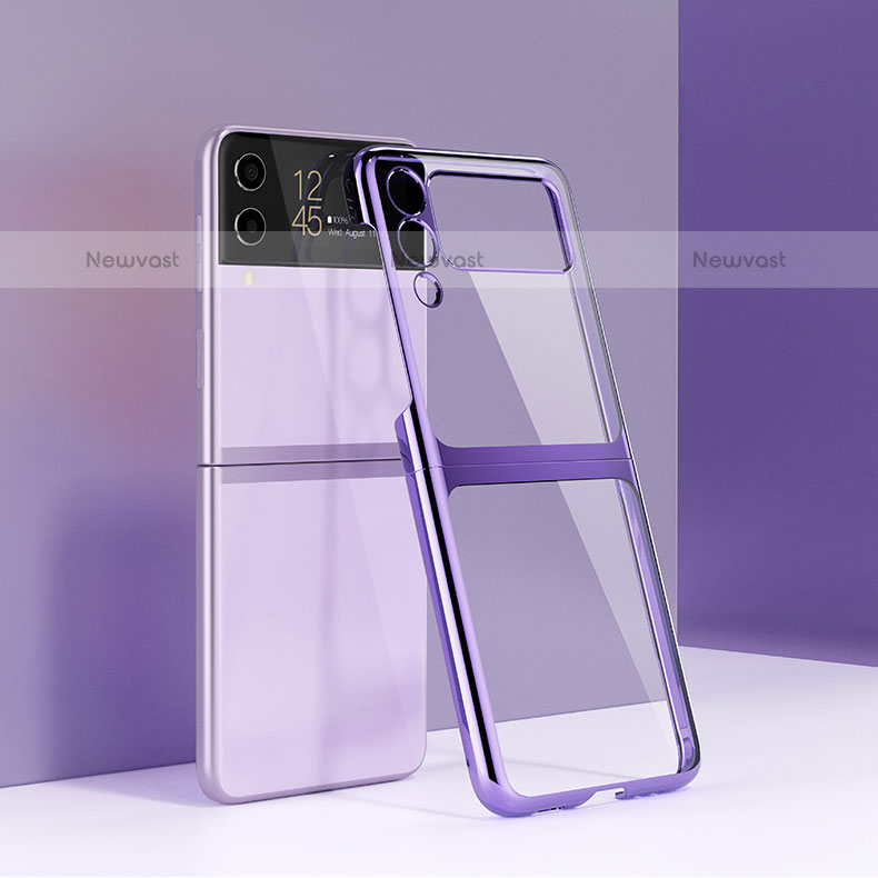 Transparent Crystal Hard Case Back Cover H01 for Samsung Galaxy Z Flip3 5G Purple