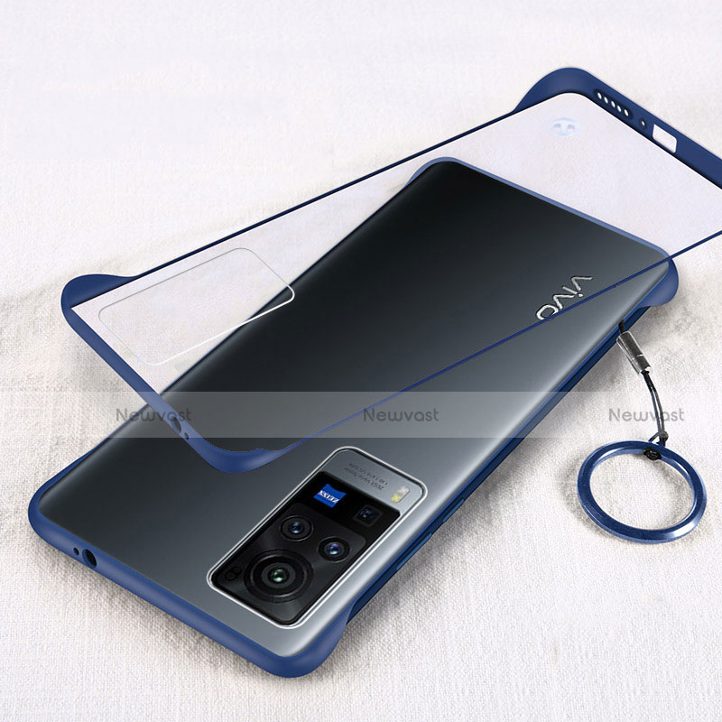 Transparent Crystal Hard Case Back Cover H01 for Vivo X60 Pro 5G Blue