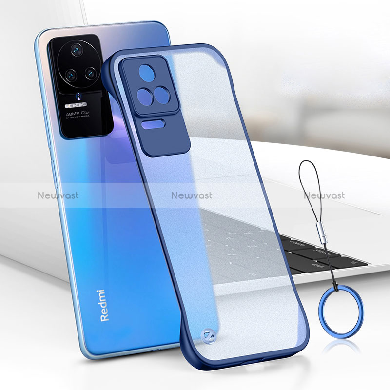 Transparent Crystal Hard Case Back Cover H01 for Xiaomi Poco F4 5G Blue