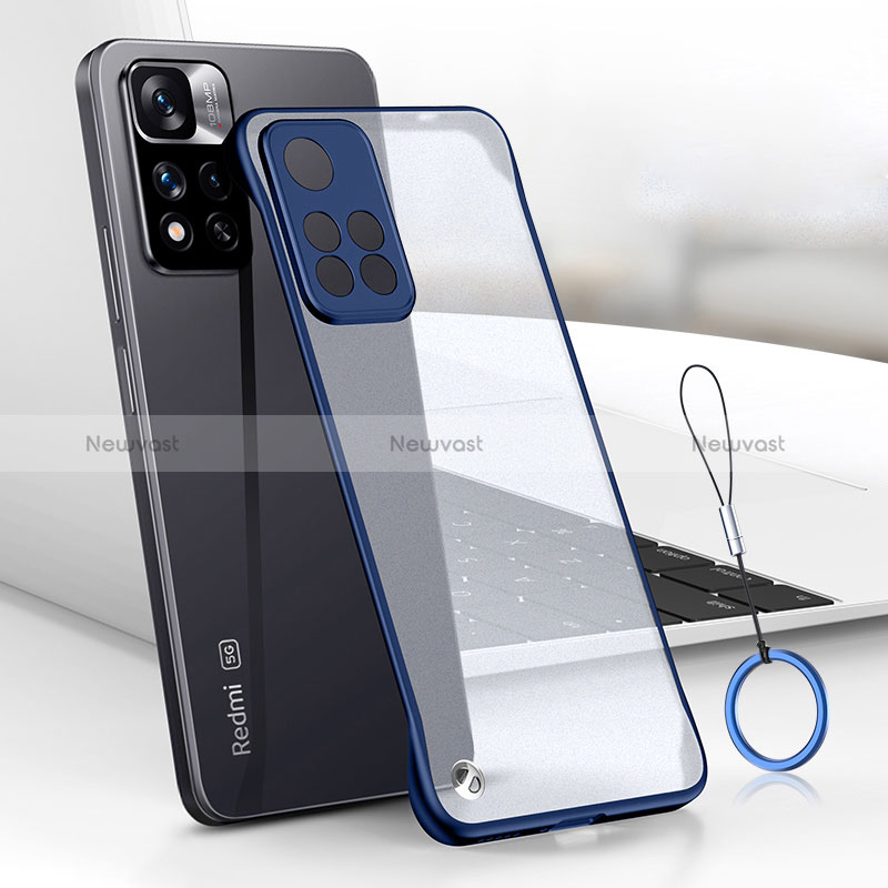 Transparent Crystal Hard Case Back Cover H01 for Xiaomi Poco M4 Pro 5G Blue