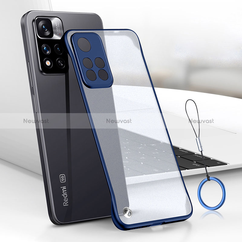 Transparent Crystal Hard Case Back Cover H01 for Xiaomi Redmi Note 11S 5G Blue