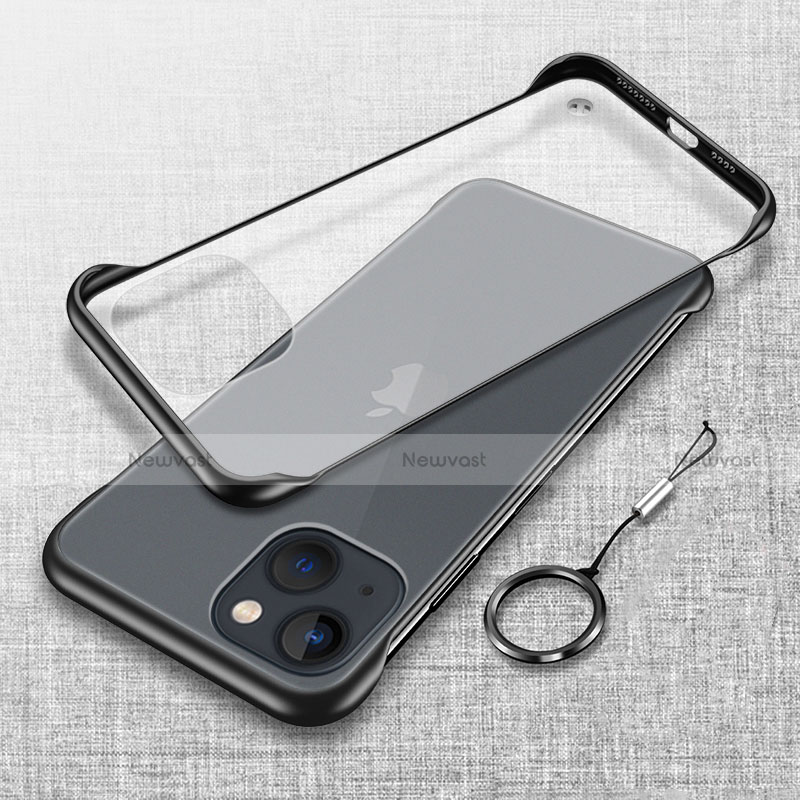 Transparent Crystal Hard Case Back Cover H02 for Apple iPhone 13 Black