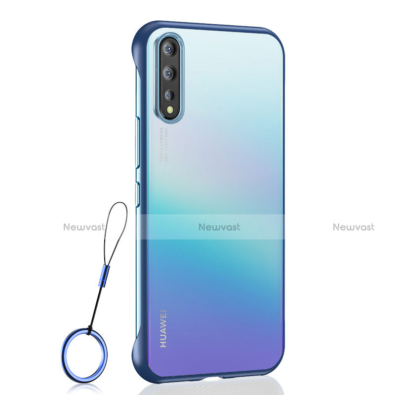 Transparent Crystal Hard Case Back Cover H02 for Huawei Y8p Blue