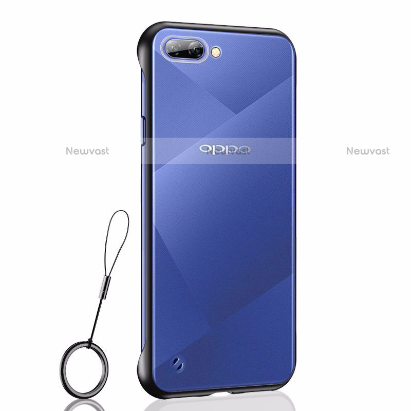 Transparent Crystal Hard Case Back Cover H02 for Oppo A12e Black