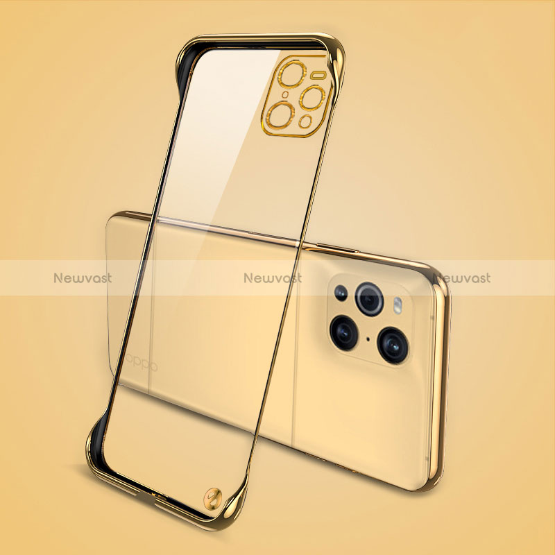 Transparent Crystal Hard Case Back Cover H02 for Oppo Find X3 5G Gold