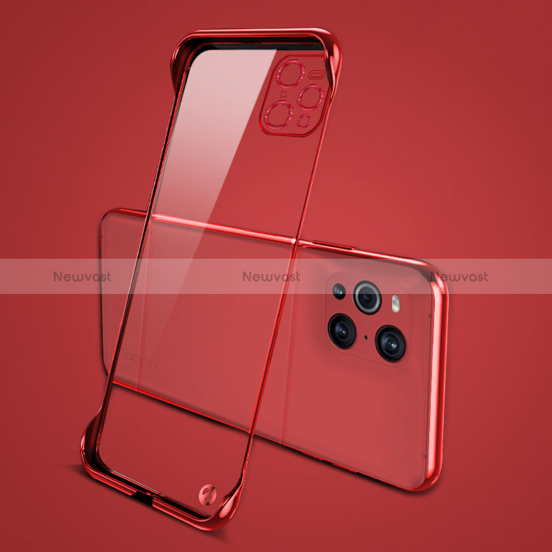 Transparent Crystal Hard Case Back Cover H02 for Oppo Find X3 5G Red