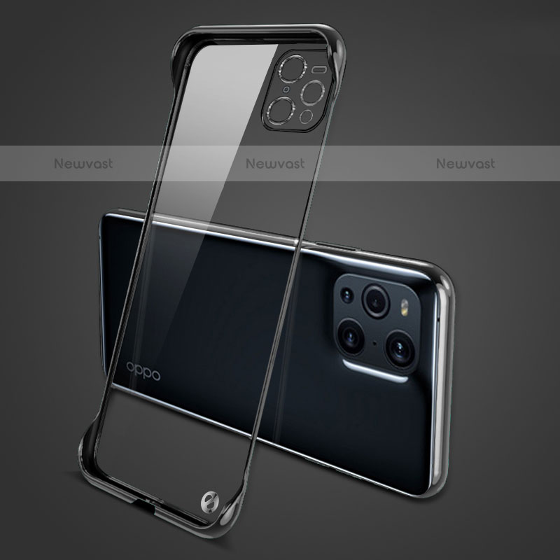 Transparent Crystal Hard Case Back Cover H02 for Oppo Find X3 Pro 5G Black