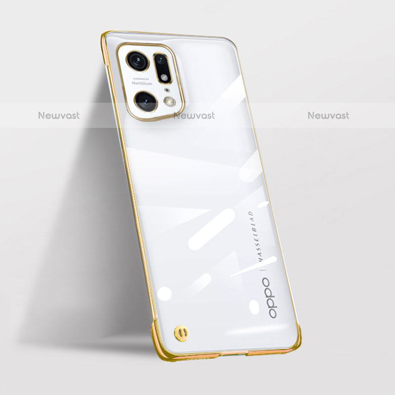 Transparent Crystal Hard Case Back Cover H02 for Oppo Find X5 Pro 5G Gold