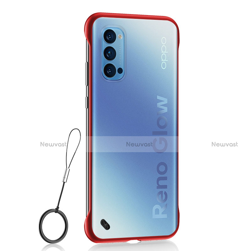 Transparent Crystal Hard Case Back Cover H02 for Oppo Reno4 5G Red