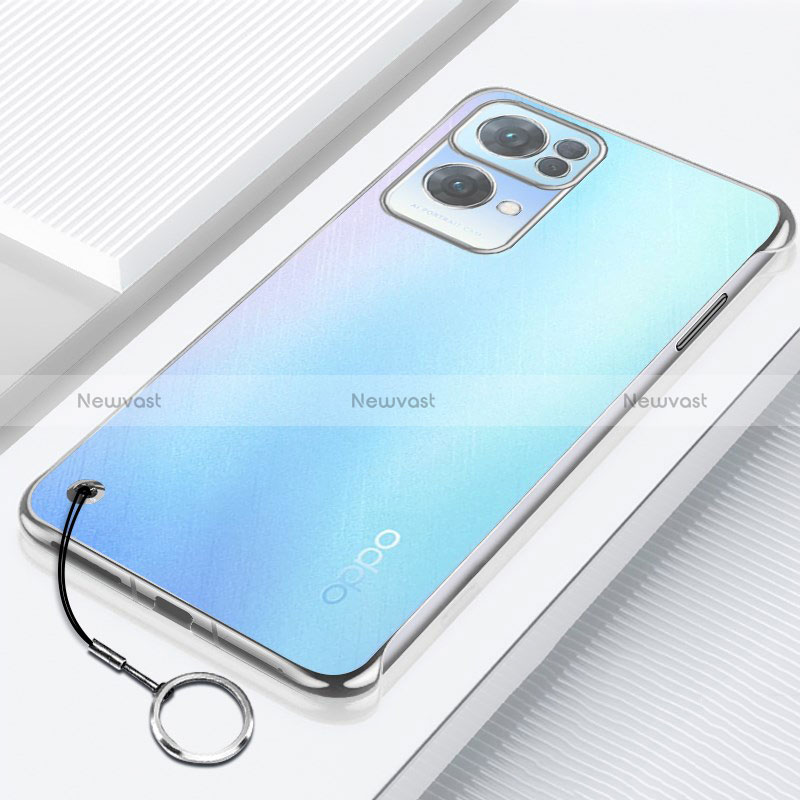 Transparent Crystal Hard Case Back Cover H02 for Oppo Reno7 Pro 5G Silver