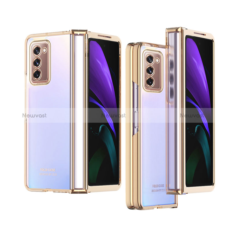 Transparent Crystal Hard Case Back Cover H02 for Samsung Galaxy Z Fold2 5G Gold