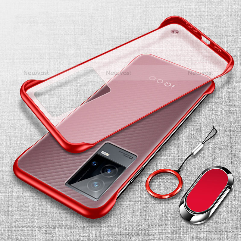 Transparent Crystal Hard Case Back Cover H02 for Vivo iQOO 8 Pro 5G Red