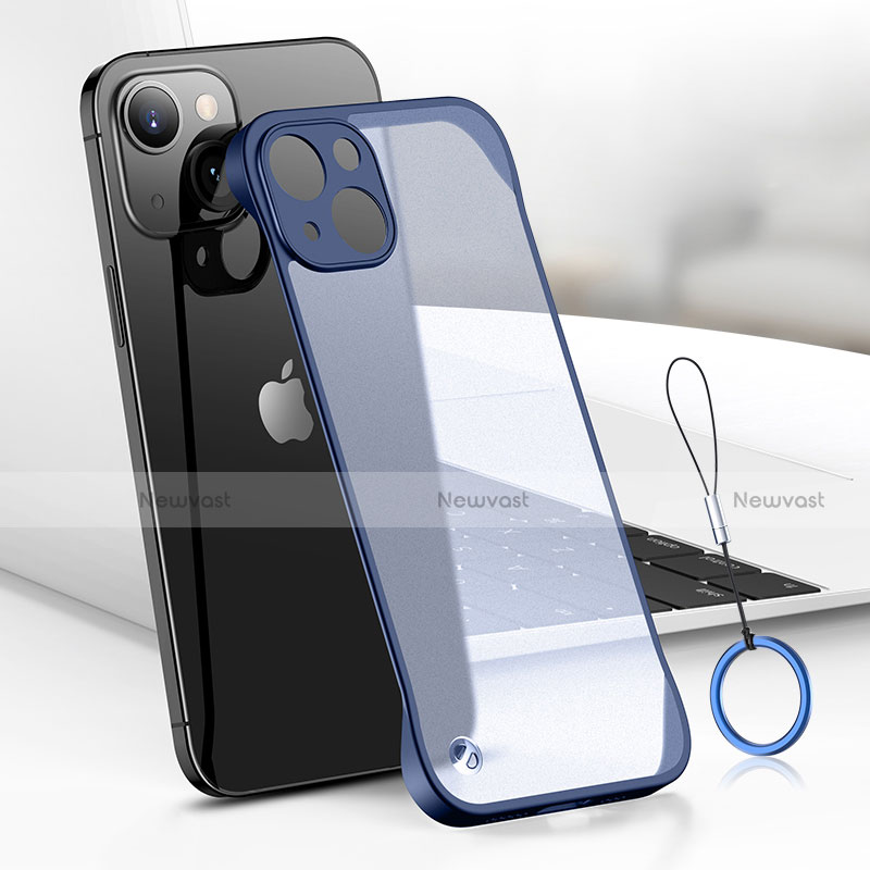 Transparent Crystal Hard Case Back Cover H03 for Apple iPhone 13 Mini Blue