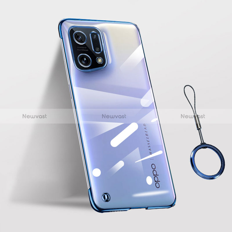 Transparent Crystal Hard Case Back Cover H03 for Oppo Find X5 5G Blue