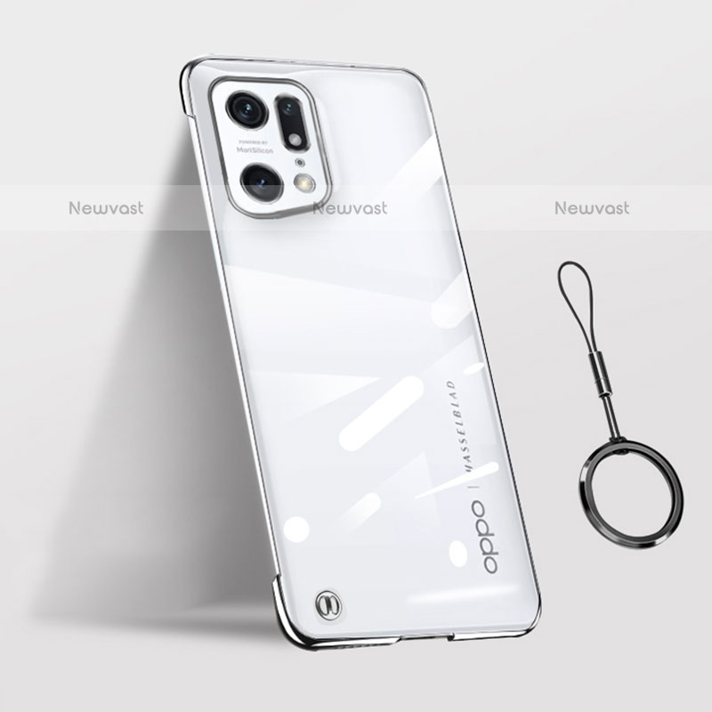 Transparent Crystal Hard Case Back Cover H03 for Oppo Find X5 Pro 5G Black