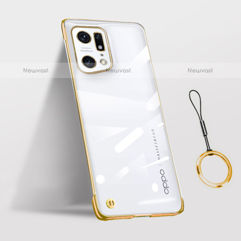 Transparent Crystal Hard Case Back Cover H03 for Oppo Find X5 Pro 5G Gold