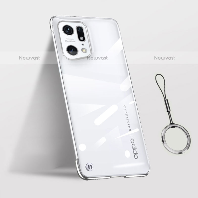 Transparent Crystal Hard Case Back Cover H03 for Oppo Find X5 Pro 5G Silver