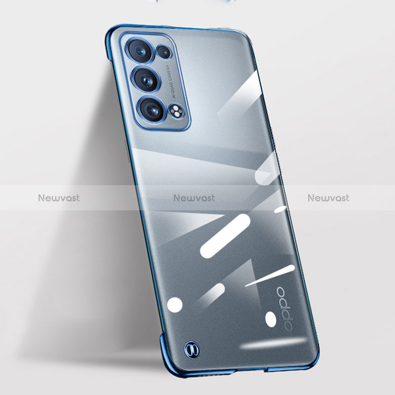 Transparent Crystal Hard Case Back Cover H03 for Oppo Reno6 Pro 5G Blue